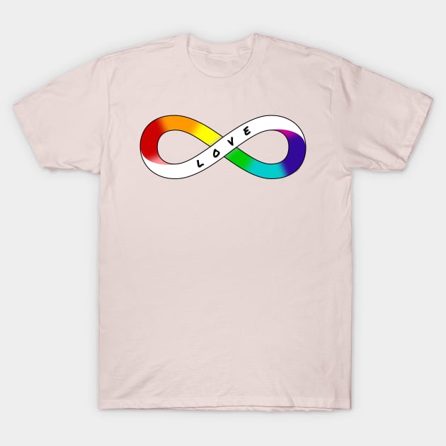 Love Neurodiversity - Rainbow Infinity Symbol for Actually Autistic Neurodivergent Pride Asperger's Autism ASD Acceptance & Support T-Shirt by bystander